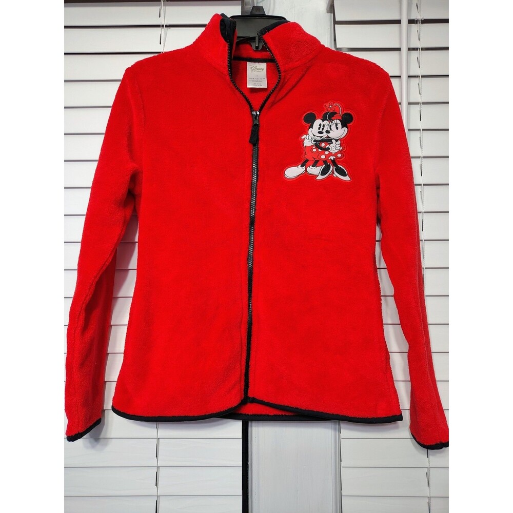 Disney Store Mickey Minnie Plush Cozy Soft Jacket Womens Size Small Red W/Zipper